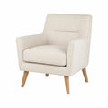 Poltrona moderna in tessuto poliestere beige con gambe in legno