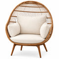 Sedia in Rattan Sintetico Beige con Cuscini