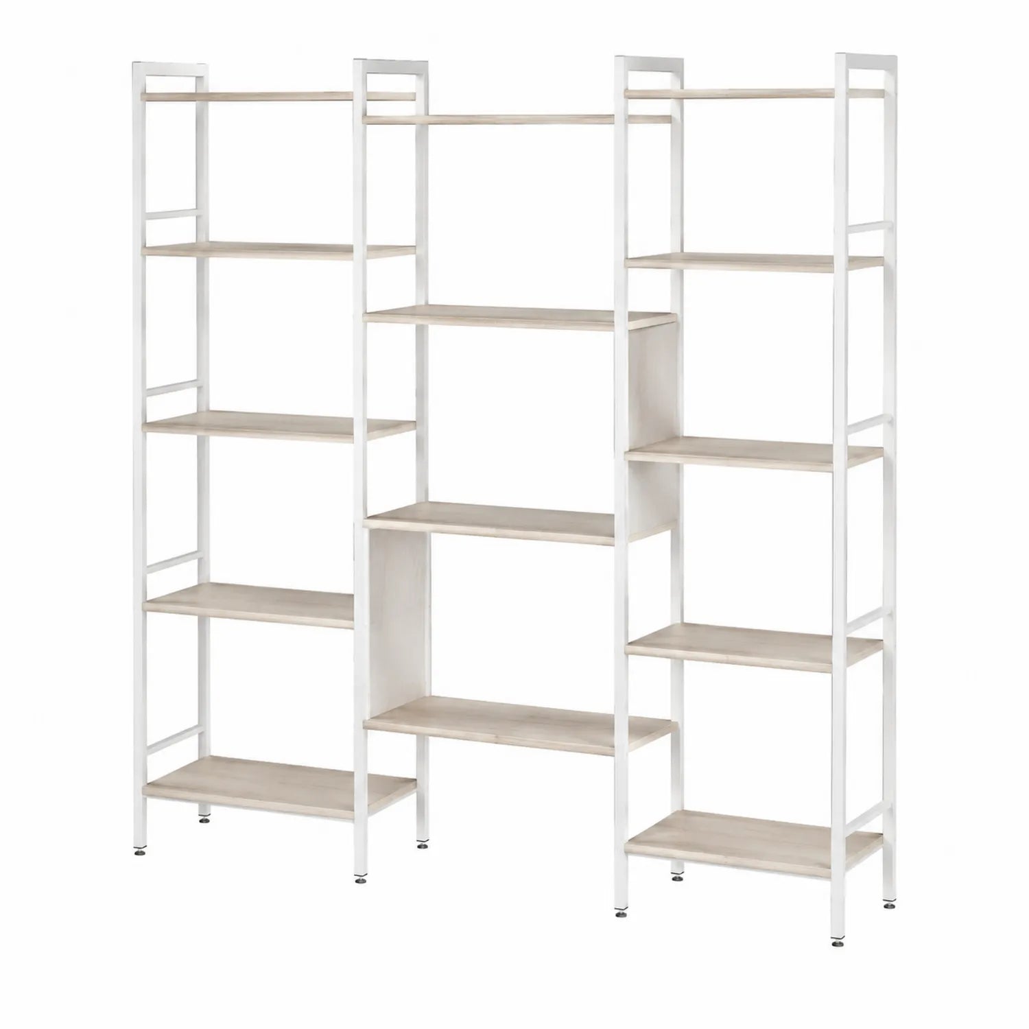 Scaffale modulare a 3 colonne in legno composito e acciaio, 180x120x30 cm