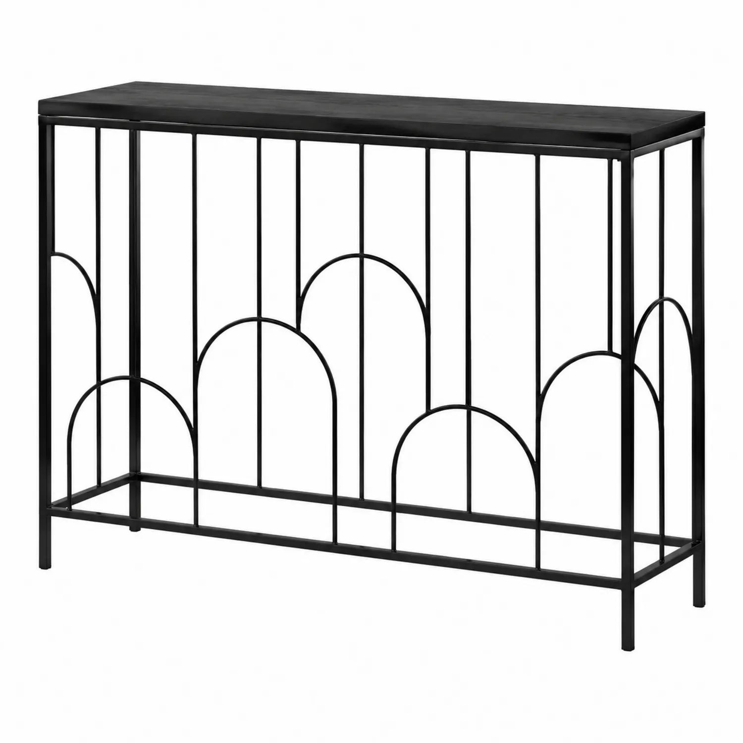 Consolle in Legno e Metallo Nero 110x30x80 cm