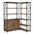 Scaffale angolare in legno e metallo con armadietto