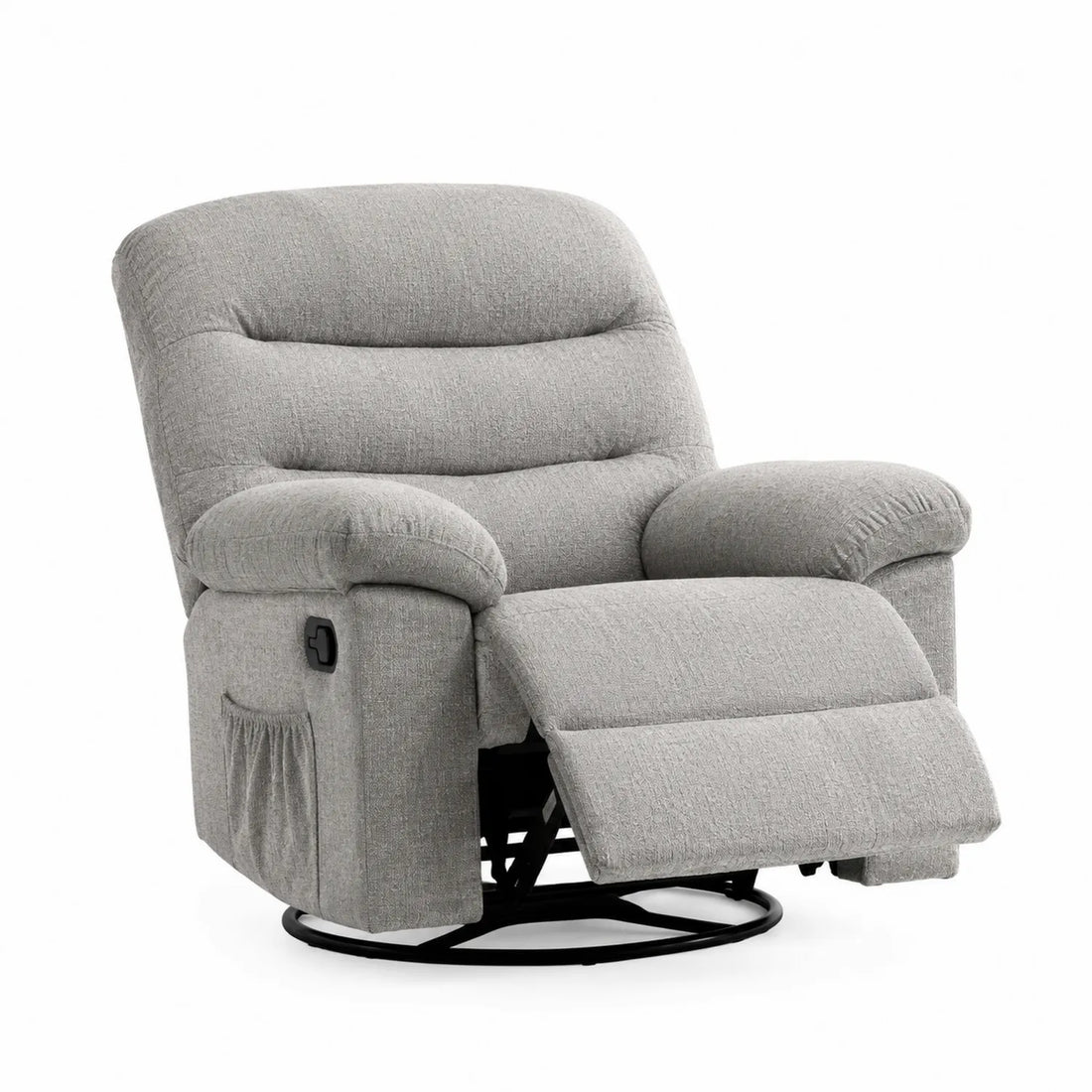 Poltrona reclinabile in poliestere grigio con base girevole