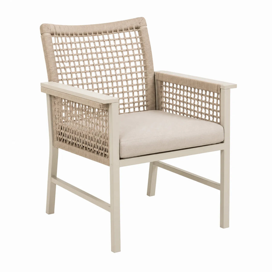 Sedia da Esterno in Alluminio con Seduta in Tessuto Beige