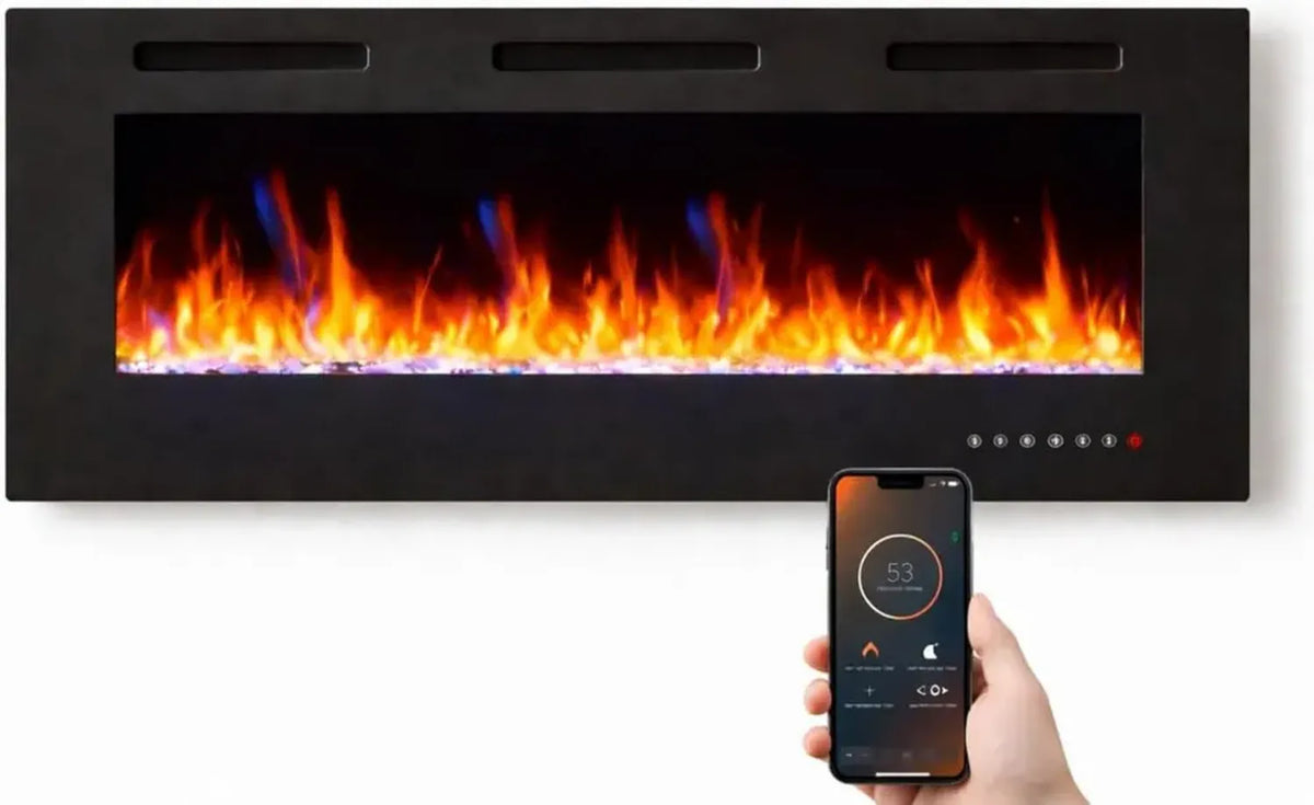 Caminetto Elettrico Ultra Slim Wi-Fi con Vetro Temperato e Controllo Touch