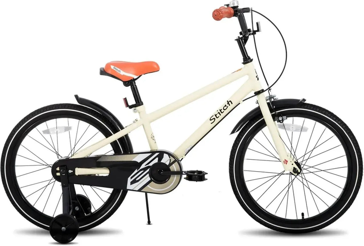 STITCH Bicicletta Bambini 20 Pollici Vintage, Età 7-10 Anni, con Cavalletto e Alzamanubrio, Color Beige