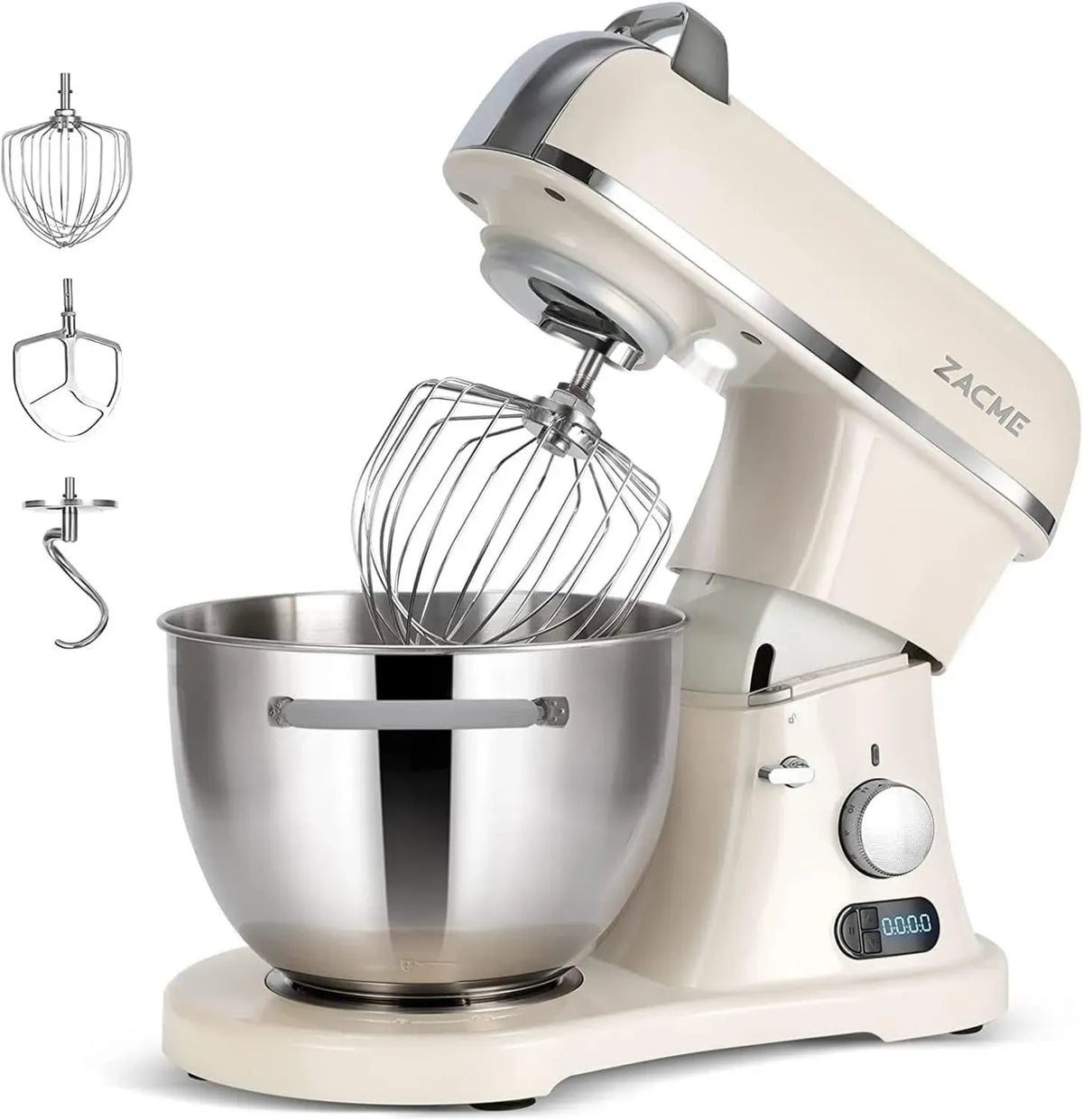ZACME Impastatrice Planetaria Professionale, 1500W, 11 Velocità, 7L, LCD, Acciaio