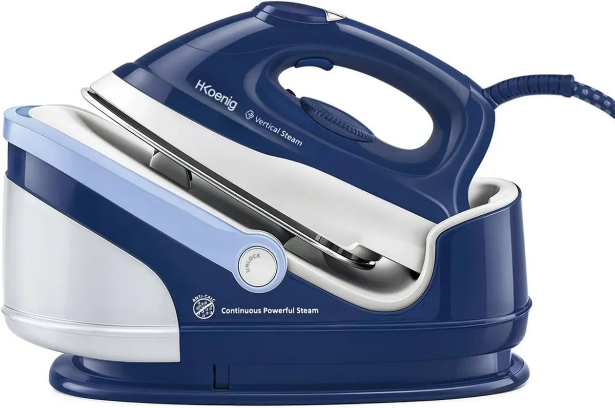 H.Koenig Ferro da Stiro a Caldaia 2400W, Pressione 6 Bar, Vapore 100g/min, Piastra Ceramica, Serbatoio 1.7L
