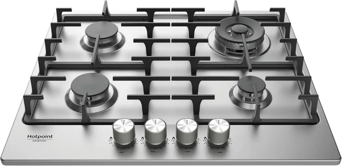 Hotpoint Ariston Piano Cottura 4 Fuochi a Gas con Doppia Corona e Griglie in Ghisa