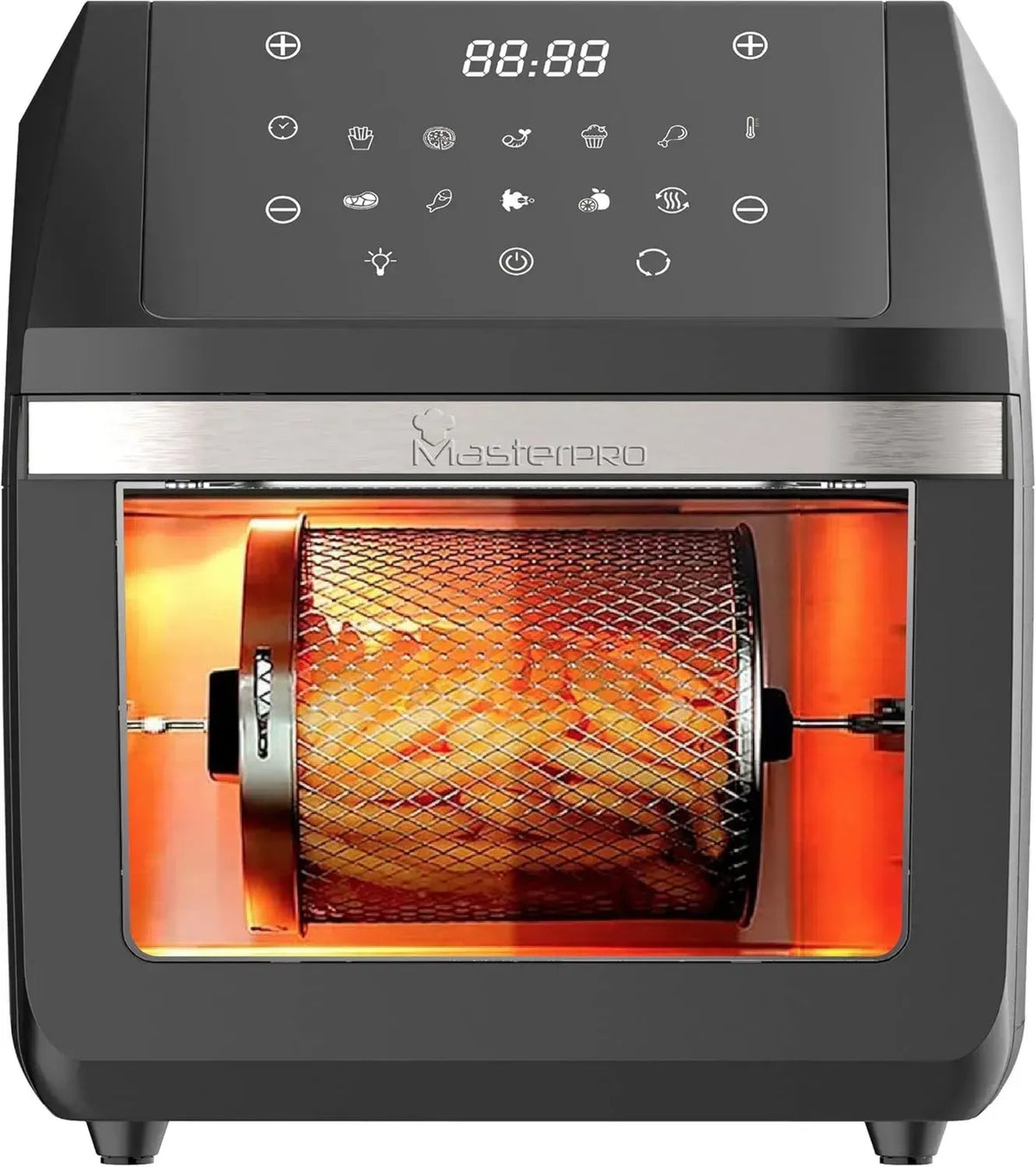 Friggitrice ad Aria MasterPro 11L, 1800W, Display LED Touch, Rivestimento Antiaderente, Temperatura 80-200°C, Nero