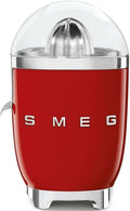 Smeg Spremiagrumi Elettrico 70W, Design Elegante, Beccuccio Antigoccia, Cono Universale, Base Antiscivolo, Rosso