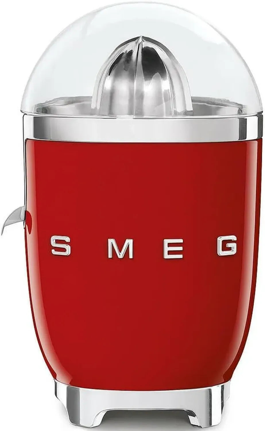 Smeg Spremiagrumi Elettrico 70W, Design Elegante, Beccuccio Antigoccia, Cono Universale, Base Antiscivolo, Rosso