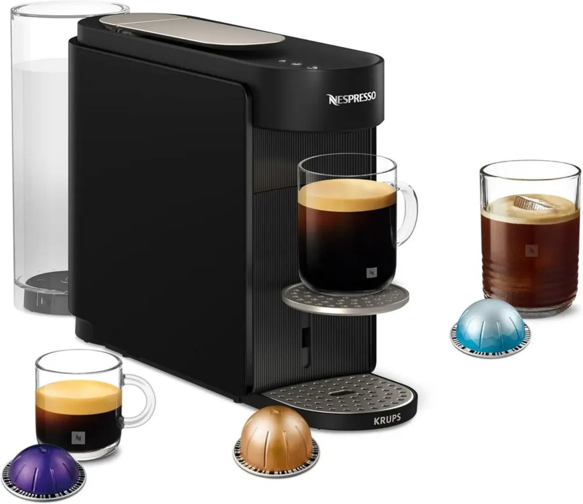Macchina da Caffè Nespresso Vertuo UP Krups XN9408K, Colore Nero, Sistema a Capsule