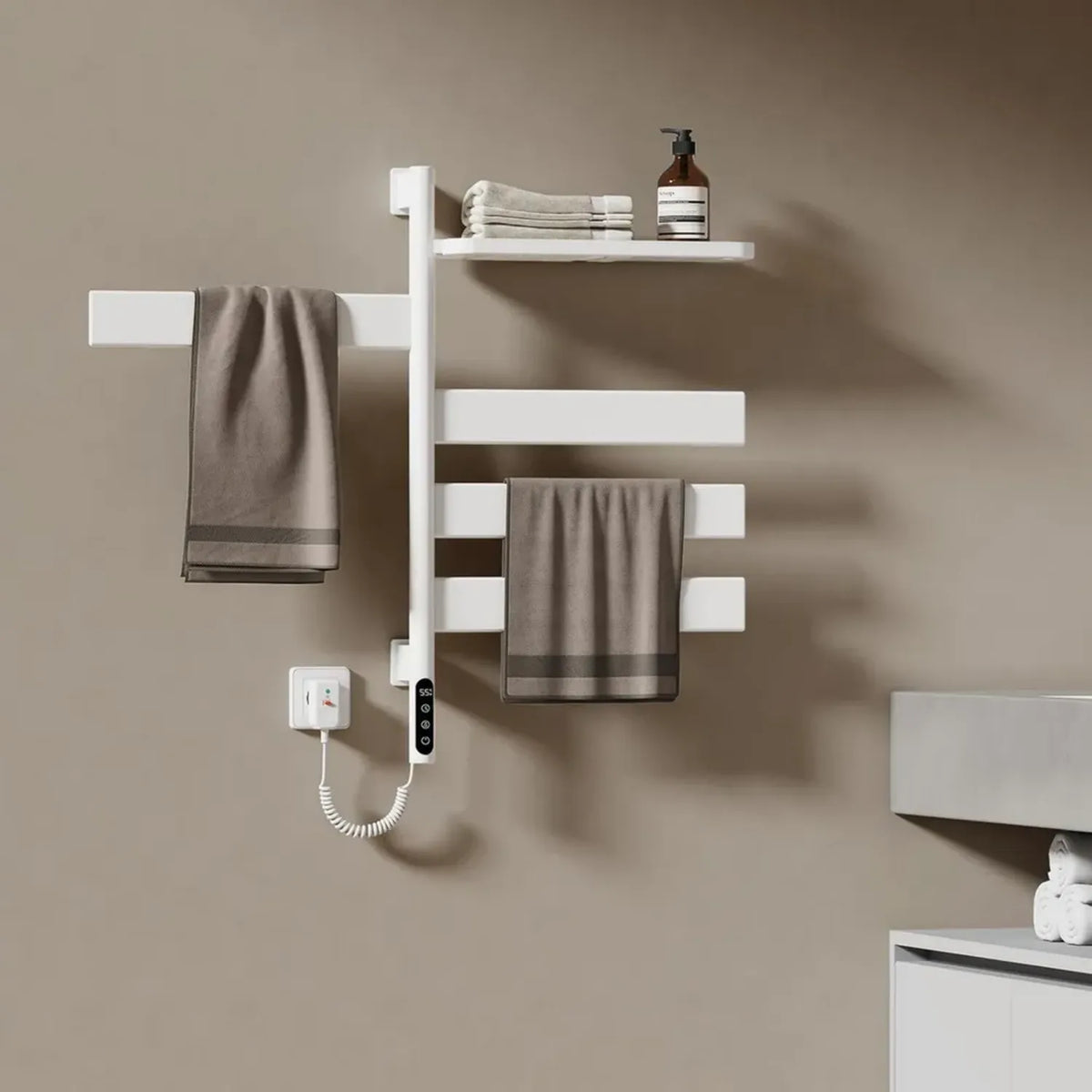 Scaldasalviette Elettrico Smart 76x45 cm con WiFi, Rotazione 180°, 125W, Bianco
