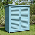 Armadio da Giardino Verticale con Porte e Ripiani, Blu, 87x47x97cm