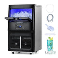 Macchina per Ghiaccio in Acciaio Inox 30 kg, Ideale per Bar e Ristoranti, con Funzione Autopulente
