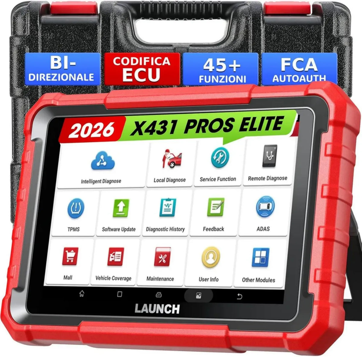 Scanner Diagnostico LAUNCH X431 PROS ELITE OBD2, Oltre 45 Servizi Completi, Codifica ECU, Aggiornamenti Gratuiti per 2 Anni