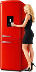 Frigorifero Combinato Retrò 247L con Dispenser d'Acqua, Rosso