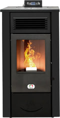 Stufa a Pellet Canalizzata 12kW Nero - Efficienza 91% per 120m², Autonomia 15h, Programmabile, 5 Velocità, Garanzia 24 Mesi