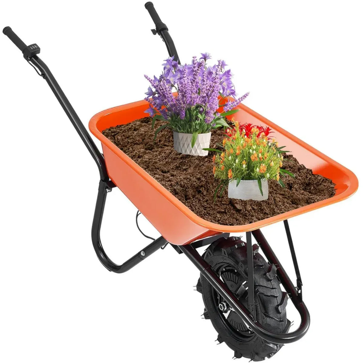 Carriola Elettrica VEVOR 500W, Carrello Motorizzato con Ruota Larga 40cm, Portata 150kg per Giardino e Magazzino