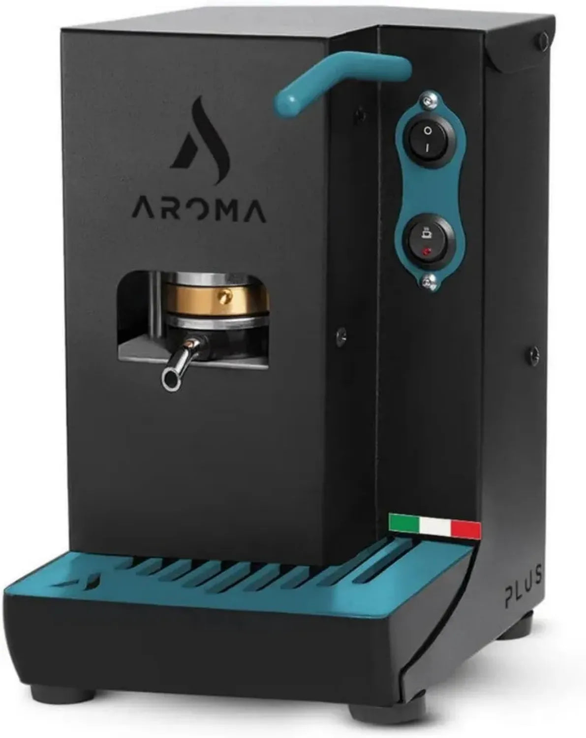 Macchina per Caffè Espresso in Cialde ESE 44, Nero e Verde Petrolio, Aroma Plus