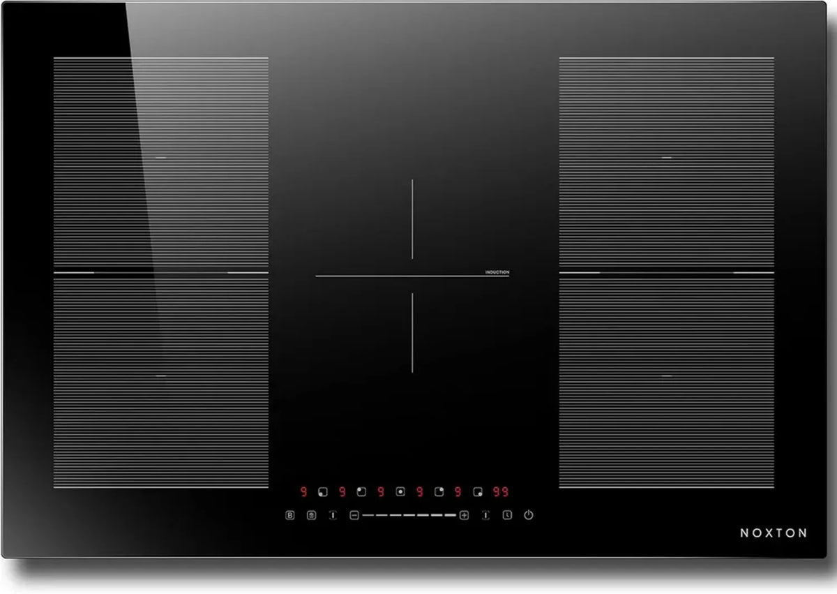 Piano Cottura a Induzione NOXTON 5 Zone, 77 cm, 7200W, con Zona Flessibile e Funzioni di Sicurezza