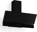 Cappa Aspirante Klarstein Velaire 90 cm, 820 m³/h, Touch Invisibile, LED, Efficienza Energetica A++, 3 Velocità più Boost, Filtro Carbone e Alluminio, Design Angolare, Nero