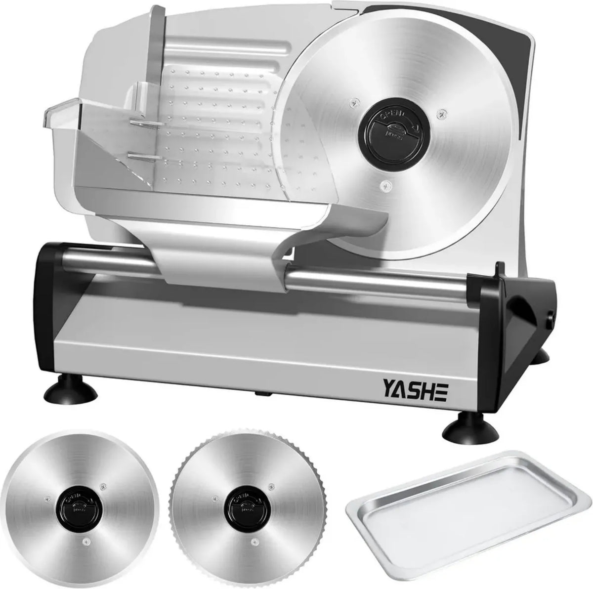 Affettatrice Elettrica Silenziosa 200W, Lame in Acciaio da 19CM, Spessore 0-15mm, Ideale per Carne, Formaggio e Pane