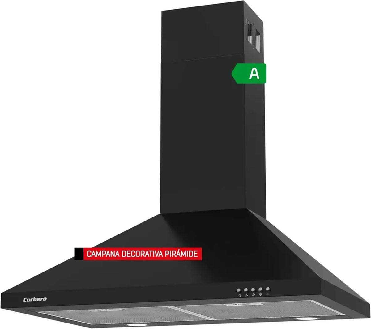 Cappa Decorativa Corberó Nero Piramide 70cm, 621 m3/h, Classe A