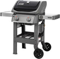 Barbecue a Gas Weber Spirit II E-210 con 2 Bruciatori, Griglia 51x46 cm, Termometro Integrato, Ripiano Sinistro Pieghevole, 4 Ruote, Nero/Grigio