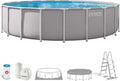 Piscina Intex Prism Frame Premium 6.1m x 1.32m con Pompa Filtro, Scaletta di Sicurezza, Telo di Fondo e Copertura