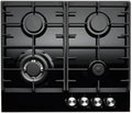 Piano Cottura a Gas Teknix, 60 cm, Vetro Nero, Bruciatore Wok Potente