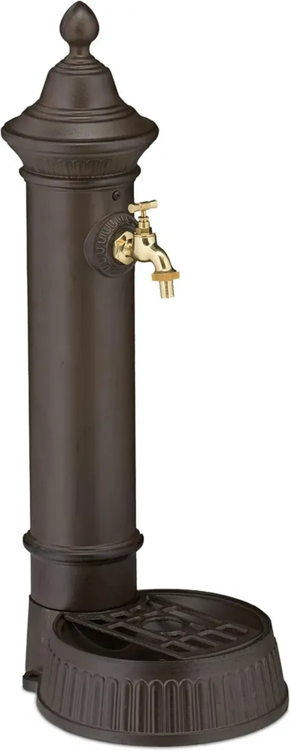 Fontana da Giardino Vintage con Rubinetto e Vaschetta, 72x26x31 cm, Marrone