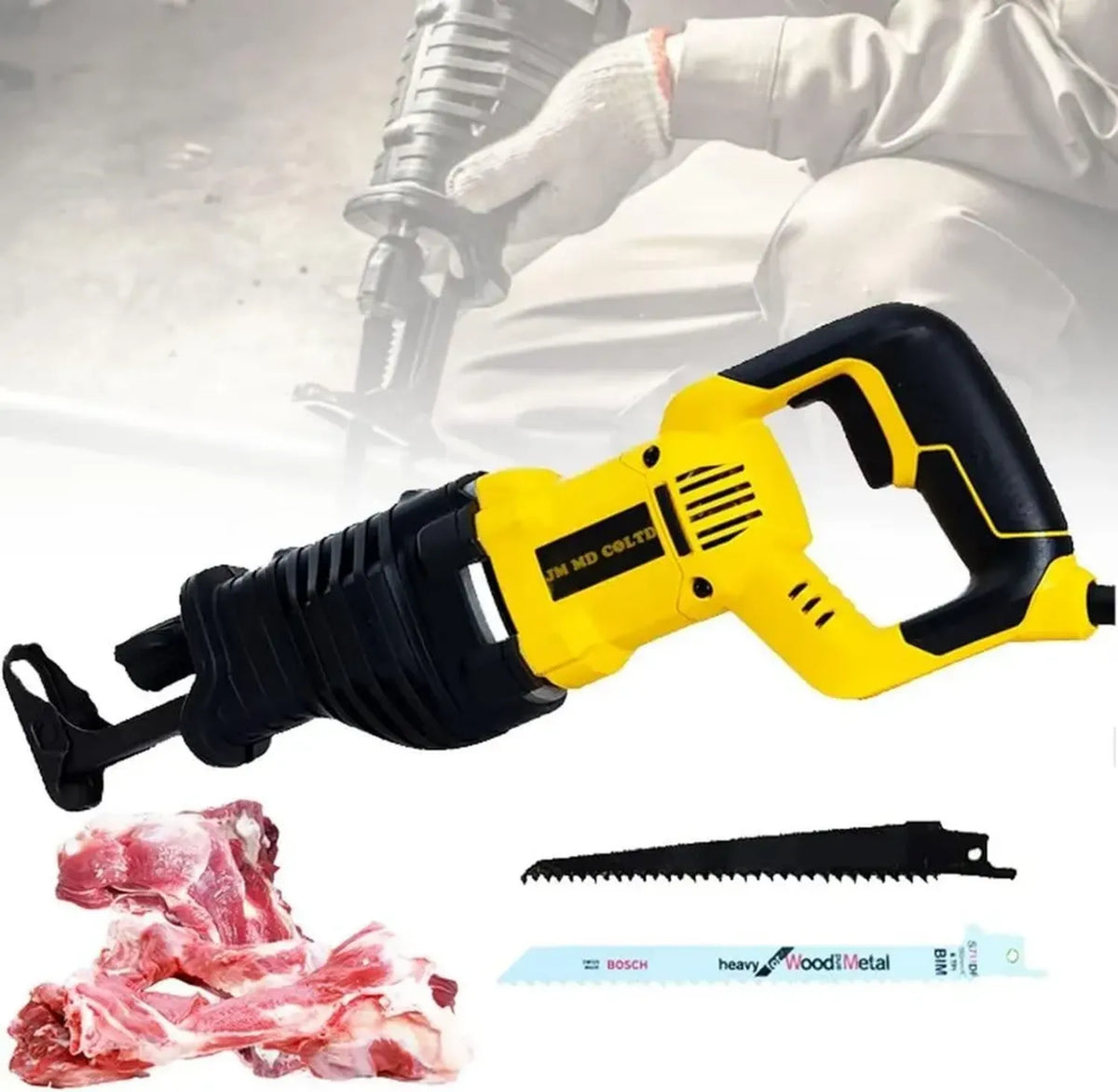 Sega a Nastro Professionale 900W per Macellaio con 2 Lame, Ideale per Taglio Carne e Ossa