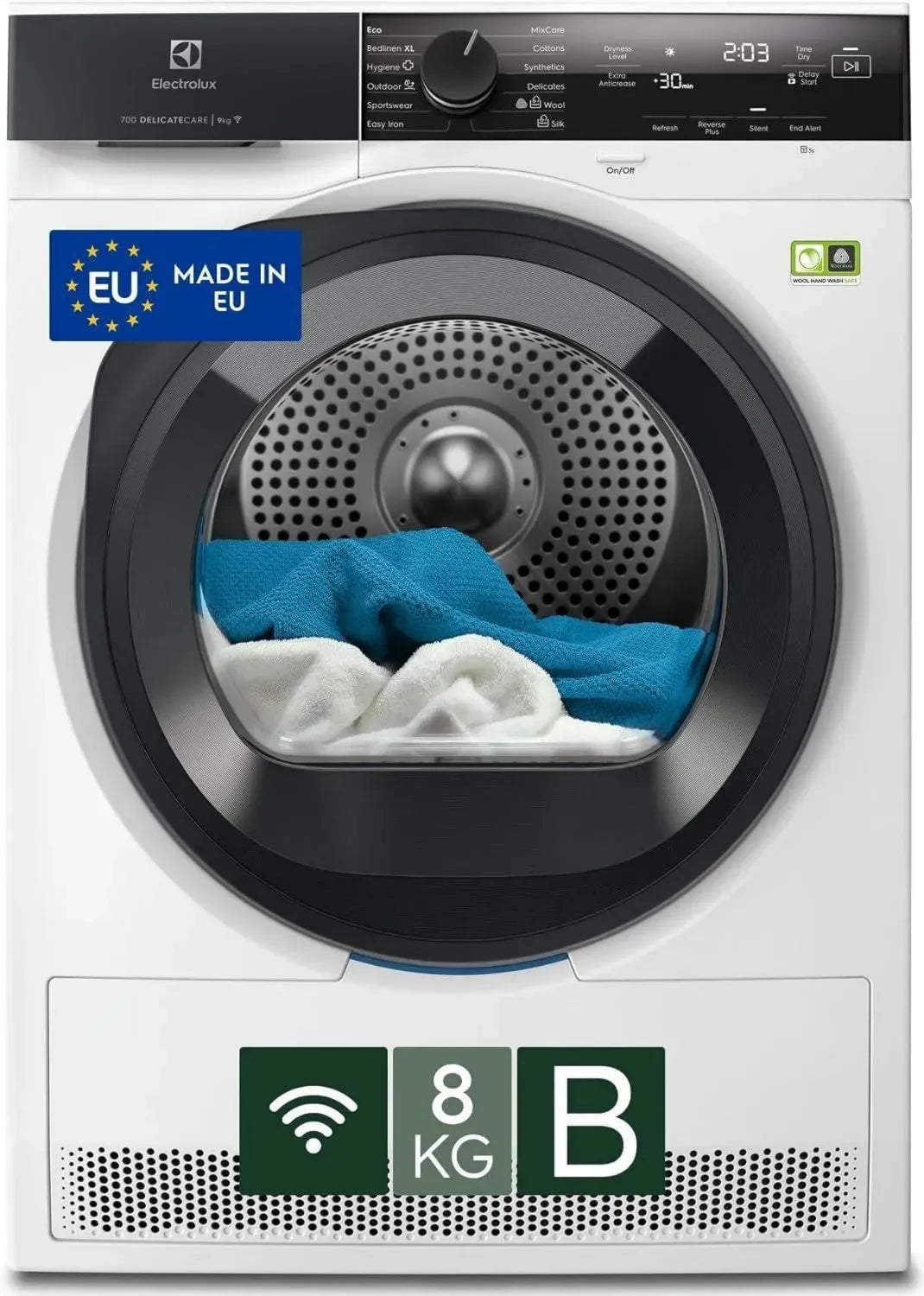 Asciugatrice Electrolux Serie 700 DelicateCare 8 kg, Pompa di Calore, Filtro Easy Flow, Connettività Smart