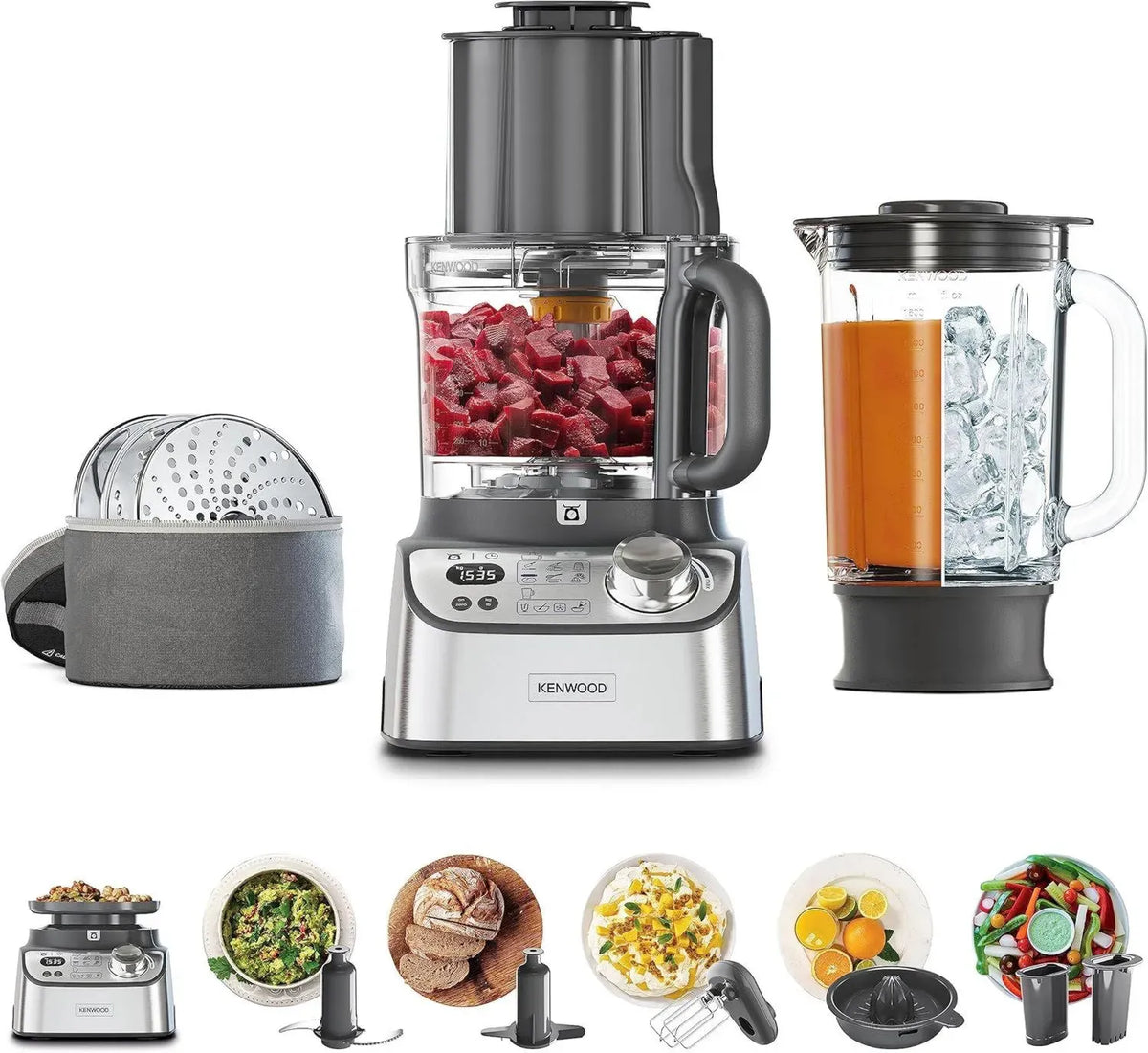 Robot da cucina Kenwood MultiPro XL con bilancia e timer integrati, 1000W, 12 accessori, ciotola da 3L
