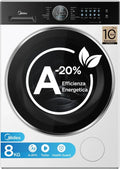 Midea Lavatrice 8kg a Carica Frontale, Classe A+++, Motore Inverter Silenzioso, 1400 Giri, Funzione Vapore, Pannello Touch, Lavaggio Efficiente, Bianco