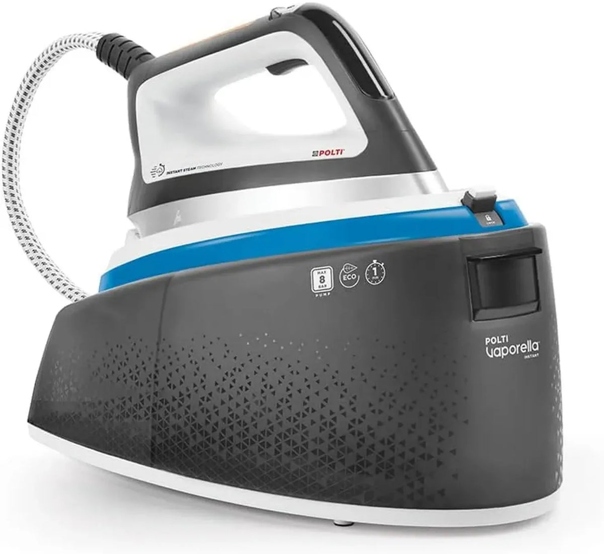 Ferro da Stiro Polti Vaporella VI50.40 con Generatore di Vapore 2200W, 4 Programmi, Funzione Eco, 2L, Grigio/Blu