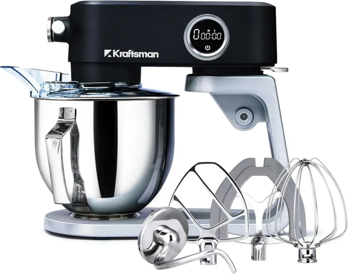 Impastatrice Planetaria Professionale 5L con Accessori in Acciaio, 800W, Timer e Bassa Rumorosità (Nero)