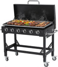 Griglia a Gas Professionale con 6 Bruciatori, Superficie 108x53 cm, Nero, Copertura Inclusa