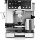 Ninja Macchina da Caffè 3 in 1, Espresso, Latte e Cappuccino, con Macinacaffè e Montalatte Integrati, 5 Programmi Automatici, Argento, Modello ES701EU