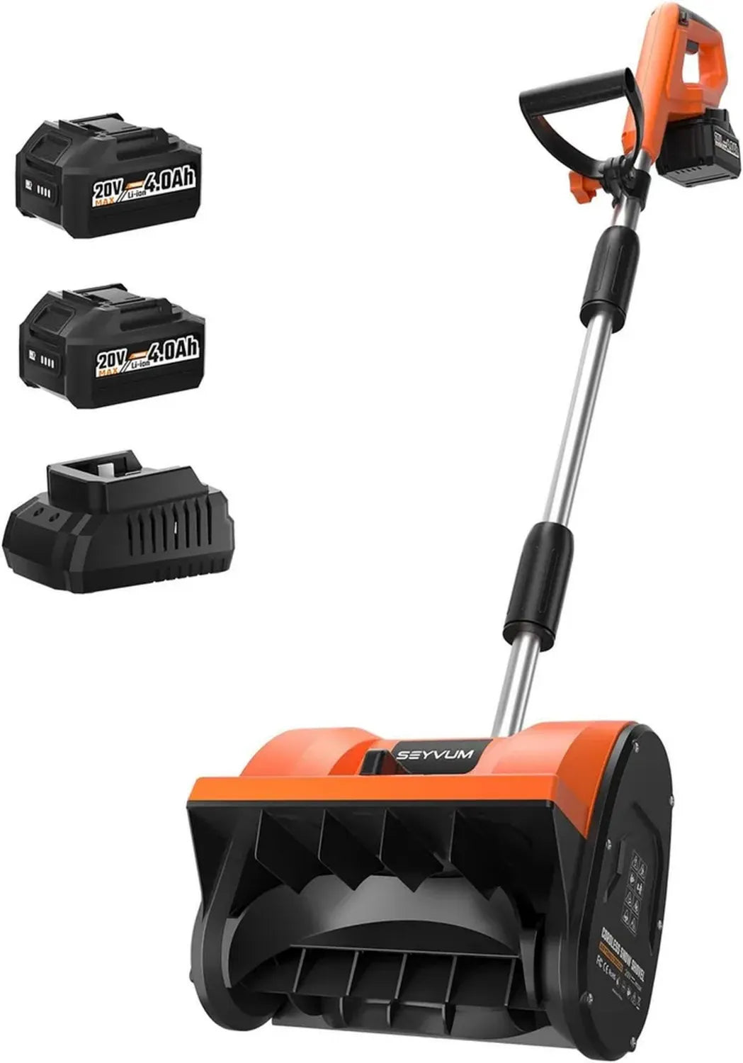 Spazzaneve a Batteria con 2 Batterie 4,0 Ah e Caricatore, Lama 30,5 cm, Proiezione 4 m, per Terrazza e Vialetto