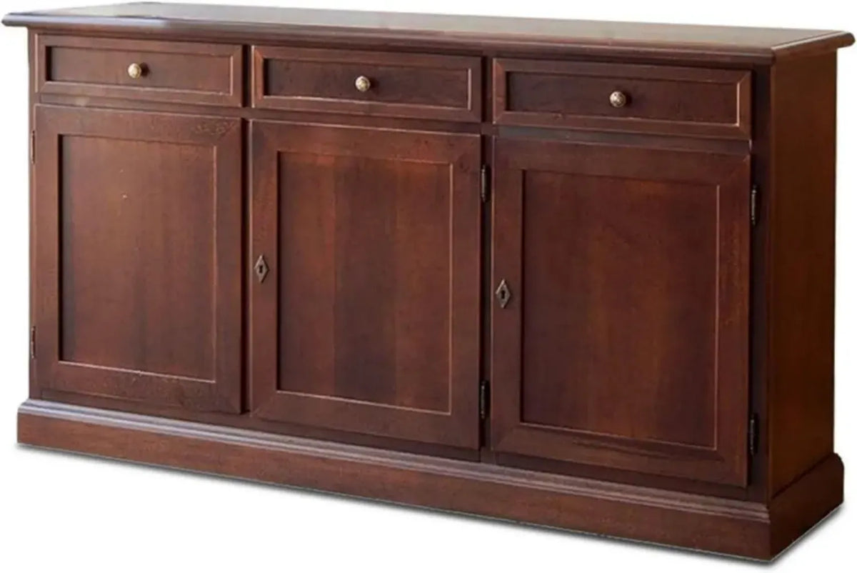 Credenza in Legno Massello con Ante e Cassetti, Design Classico Italiano