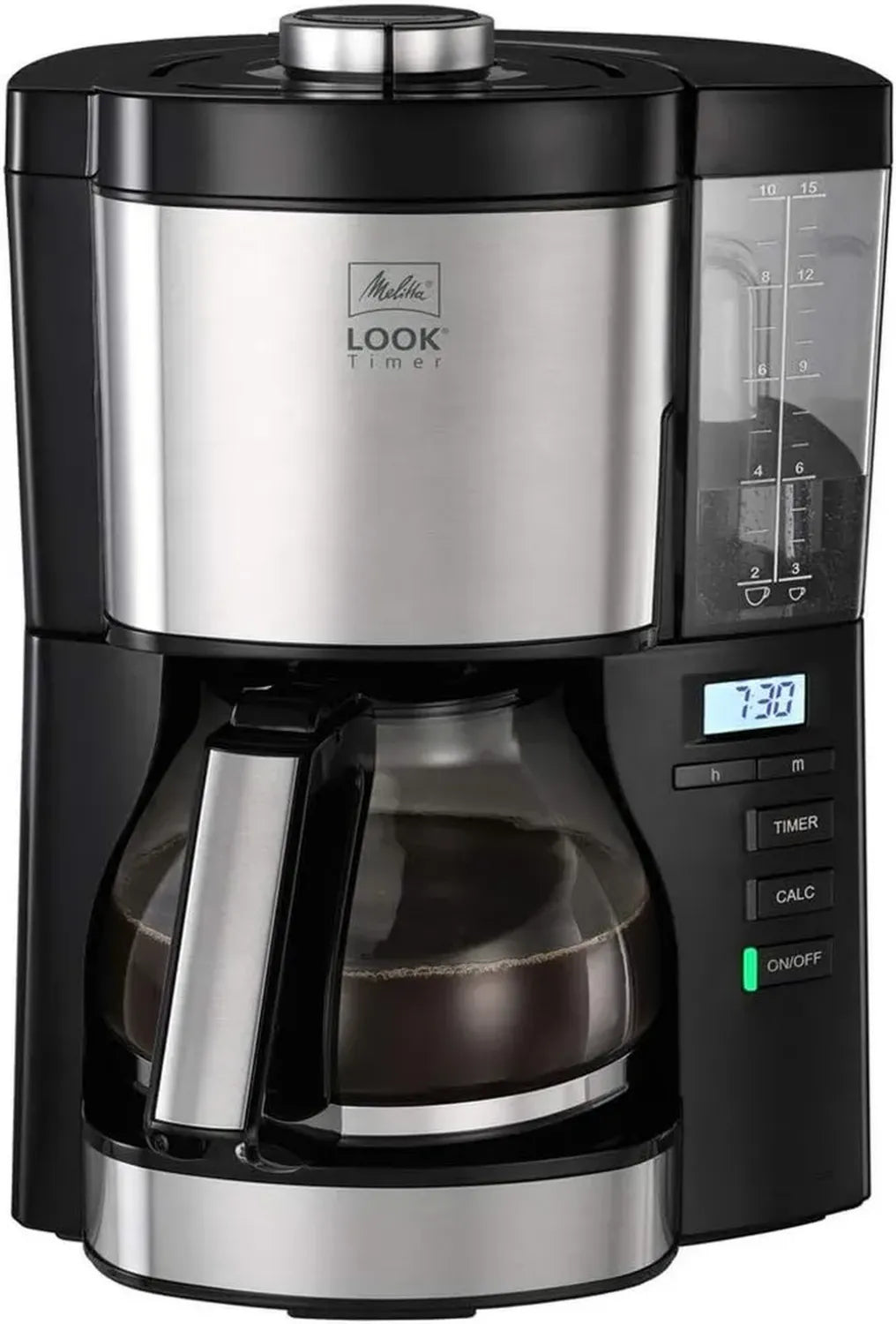 Melitta Macchina da Caffè con Timer Look V, Filtro, Acciaio Inossidabile, Nero