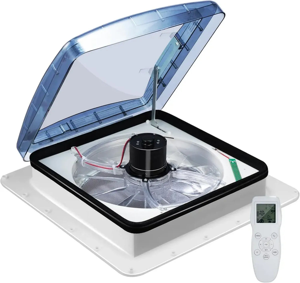 Sistema di ventilazione per camper con sensore pioggia impermeabile, 10 velocità silenzioso, telecomando, 12V, apertura 40x40 cm