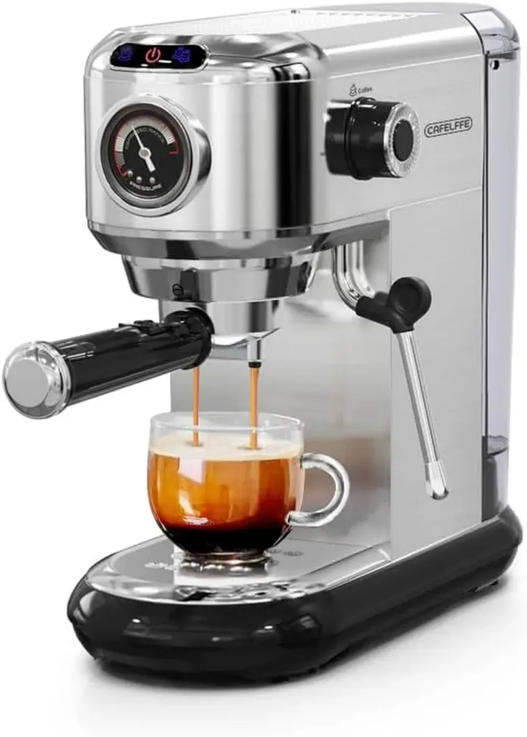 Macchina da caffè espresso 20 bar con montalatte e manometro, 1450 W, compatibile con caffè macinato e capsule ESE