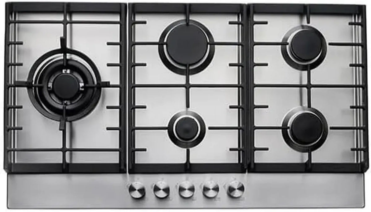 Piano cottura a gas Teknix 90 cm in acciaio inox con bruciatore wok 3,8 kW