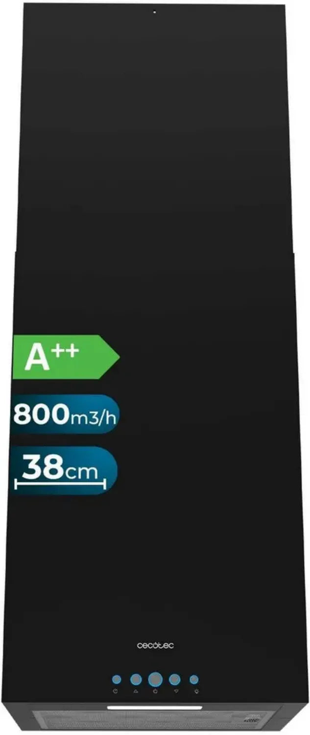 Cecotec Cappa Isola 38cm - Bolero Flux ICT 388000 Nero, Aspirante 800m3/h, A++, LED Touch, Filtro Carbonio e Alluminio