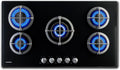 Piano Cottura a Gas 5 Fuochi 90 cm Vetro Nero PremierTech con Supporti in Ghisa e Kit Ugelli GPL