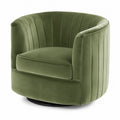Poltrona girevole in velluto verde oliva