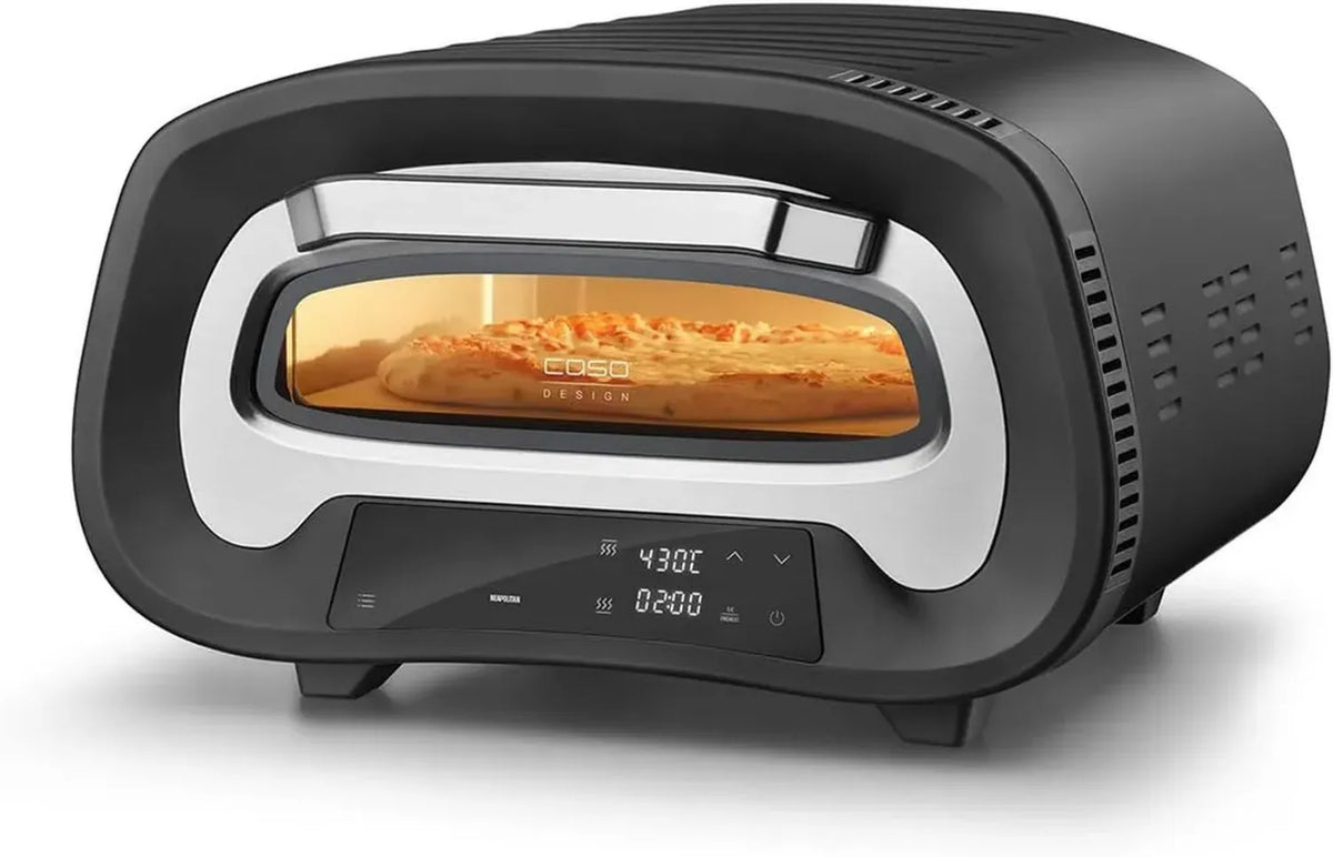 Forno Elettrico PizzaChef 430° per Pizza Perfetta, Termostato 80-430°C, Ricettario e Pala, Acciaio Inox Nero